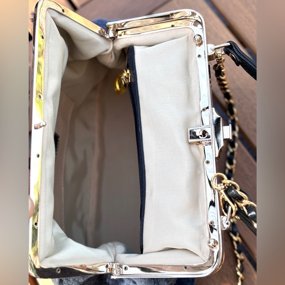 Terrida Blue Fur Leather Appliqué Top Handle Bag - Picture 5 of 8